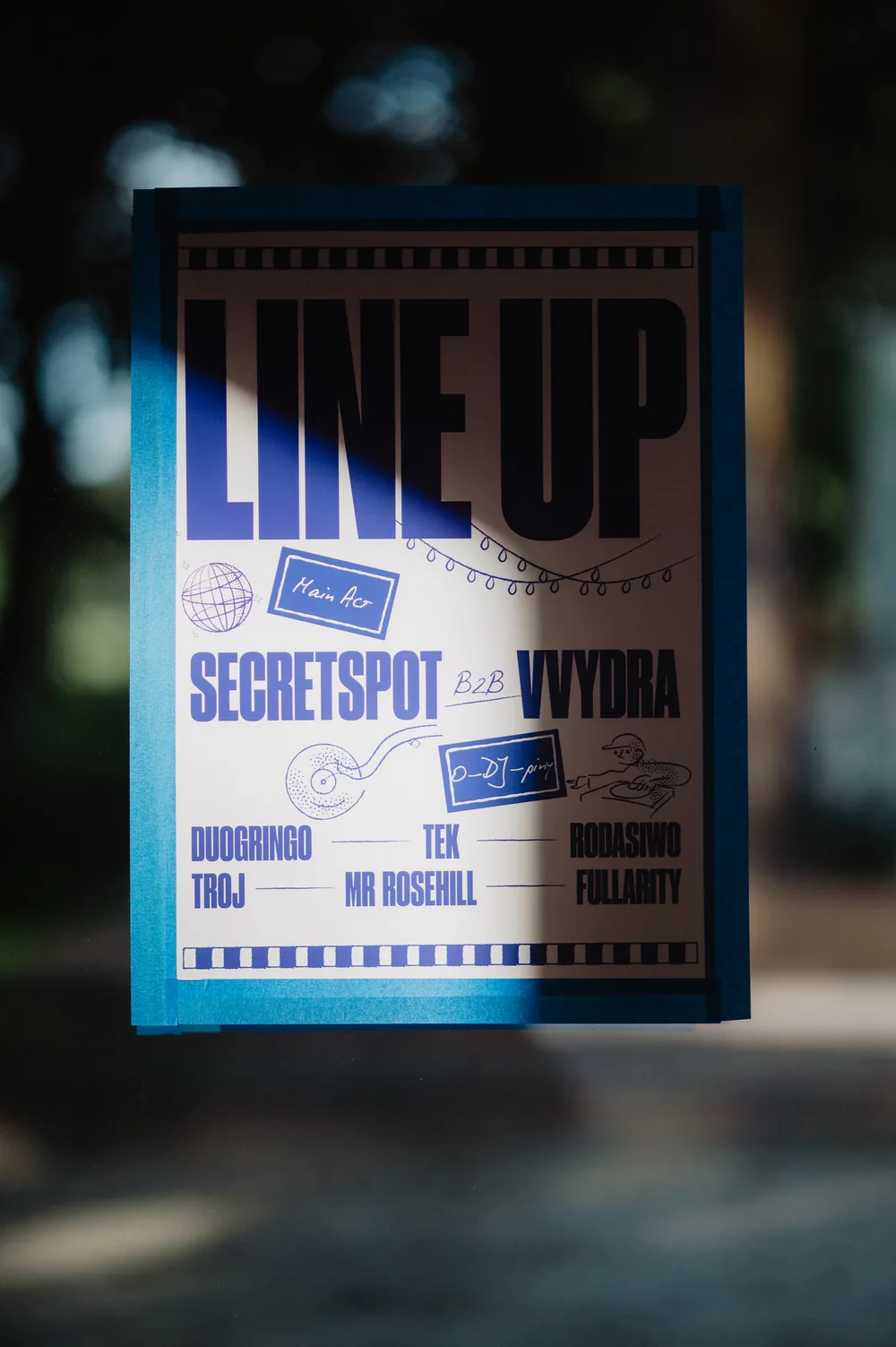 Podświetlony plakat Line up z programem weselnego wieczoru